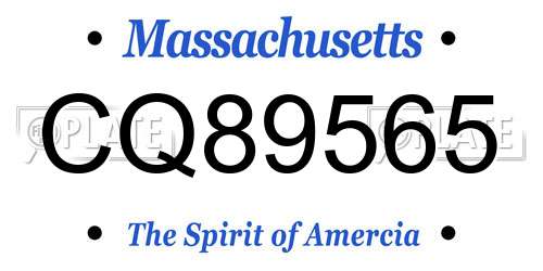 CQ89565 Massachusetts License Plate
