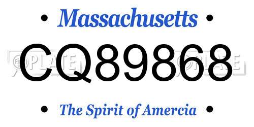 CQ89868 Massachusetts License Plate