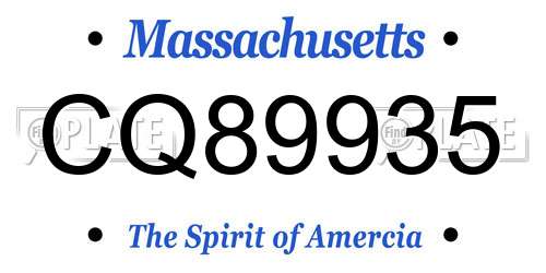 CQ89935 Massachusetts License Plate