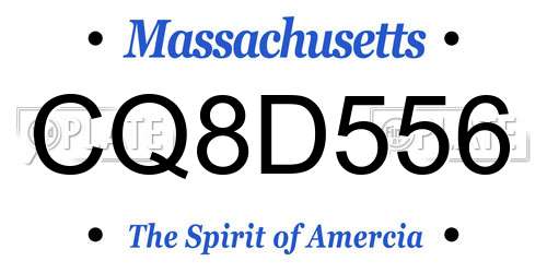 CQ8D556 Massachusetts License Plate