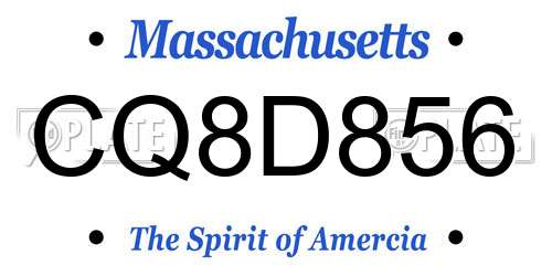 CQ8D856 Massachusetts License Plate