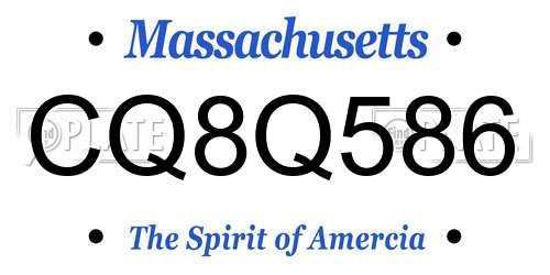 CQ8Q586 Massachusetts License Plate