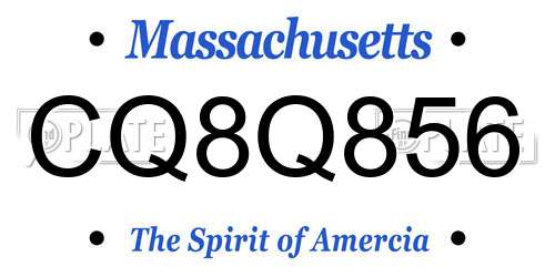 CQ8Q856 Massachusetts License Plate