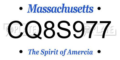 CQ8S977 Massachusetts License Plate