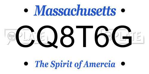 CQ8T6G Massachusetts License Plate