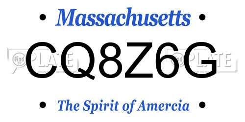 CQ8Z6G Massachusetts License Plate