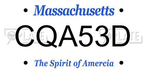 CQA53D Massachusetts License Plate