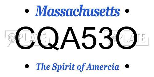 CQA53O Massachusetts License Plate