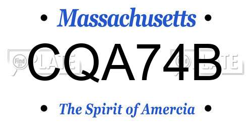 CQA74B Massachusetts License Plate