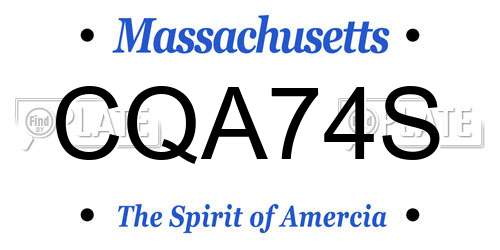 CQA74S Massachusetts License Plate