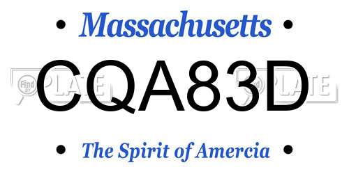 CQA83D Massachusetts License Plate