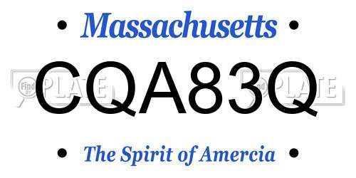 CQA83Q Massachusetts License Plate
