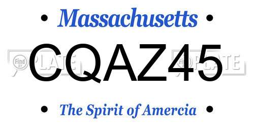 CQAZ45 Massachusetts License Plate