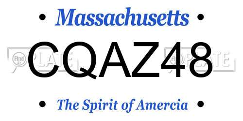 CQAZ48 Massachusetts License Plate