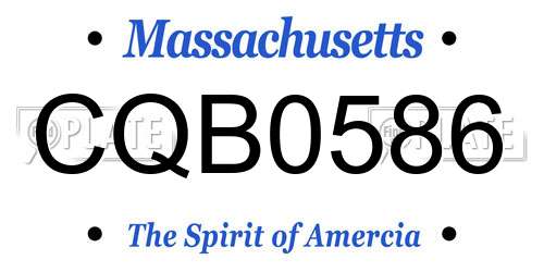 CQB0586 Massachusetts License Plate
