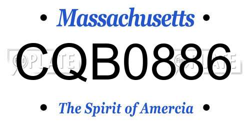 CQB0886 Massachusetts License Plate