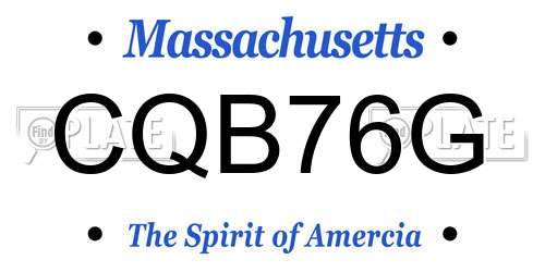 CQB76G Massachusetts License Plate