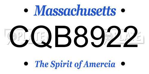 CQB8922 Massachusetts License Plate