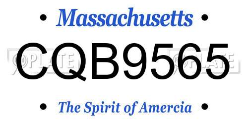 CQB9565 Massachusetts License Plate