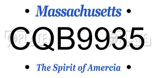 CQB9935 Massachusetts License Plate