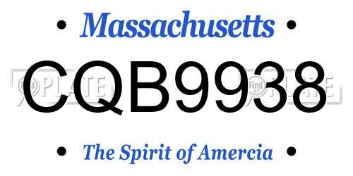 CQB9938 Massachusetts License Plate