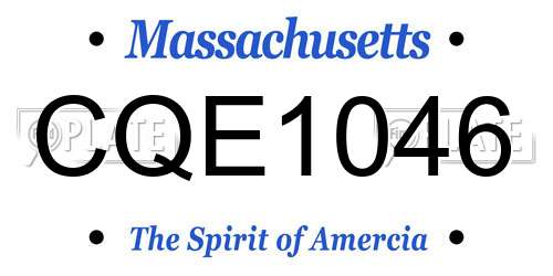 CQE1046 Massachusetts License Plate