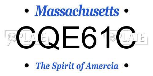 CQE61C Massachusetts License Plate