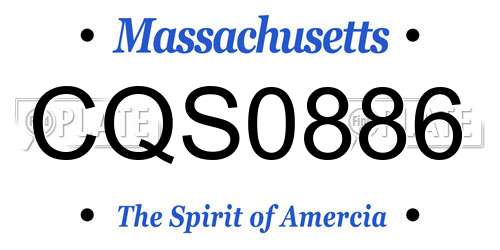 CQS0886 Massachusetts License Plate