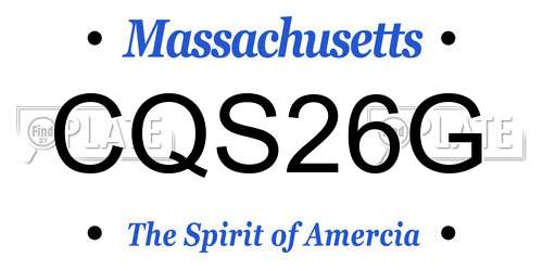 CQS26G Massachusetts License Plate