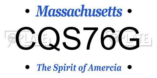 CQS76G Massachusetts License Plate