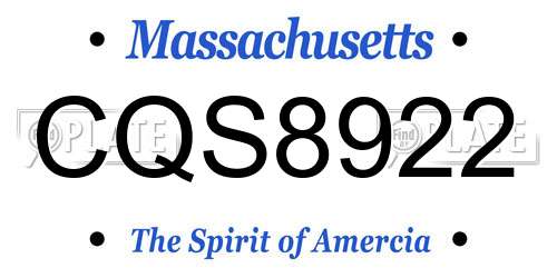 CQS8922 Massachusetts License Plate