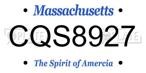 CQS8927 Massachusetts License Plate