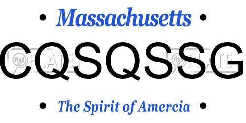 CQSQSSG Massachusetts License Plate