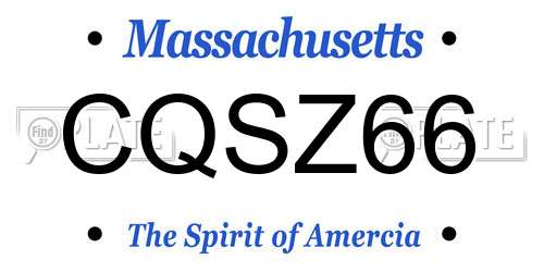 CQSZ66 Massachusetts License Plate