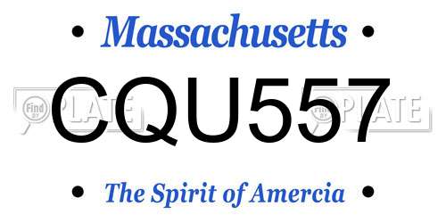 CQU557 Massachusetts License Plate
