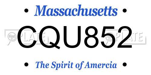 CQU852 Massachusetts License Plate