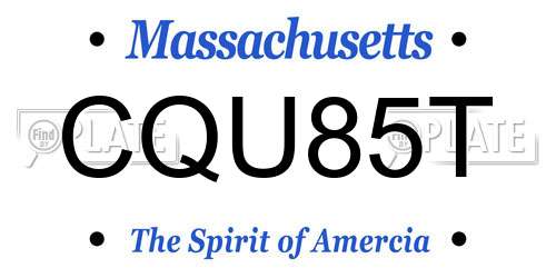 CQU85T Massachusetts License Plate