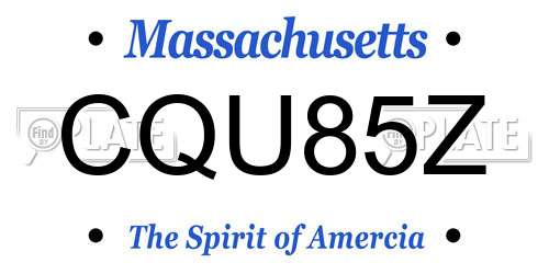 CQU85Z Massachusetts License Plate
