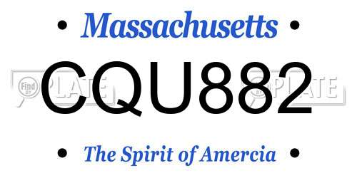 CQU882 Massachusetts License Plate