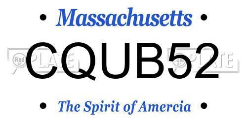 CQUB52 Massachusetts License Plate
