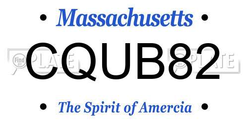 CQUB82 Massachusetts License Plate