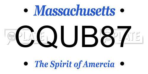 CQUB87 Massachusetts License Plate