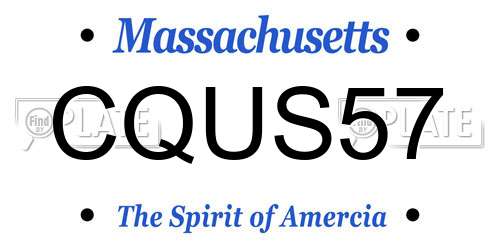 CQUS57 Massachusetts License Plate