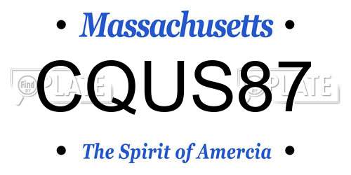 CQUS87 Massachusetts License Plate