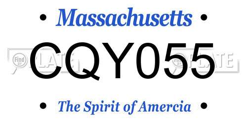 CQY055 Massachusetts License Plate