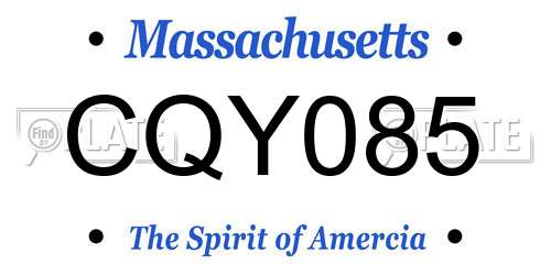 CQY085 Massachusetts License Plate