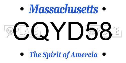 CQYD58 Massachusetts License Plate
