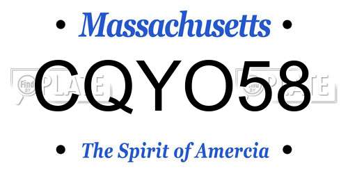 CQYO58 Massachusetts License Plate