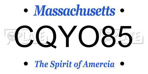 CQYO85 Massachusetts License Plate