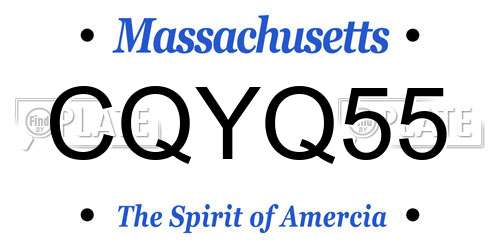 CQYQ55 Massachusetts License Plate